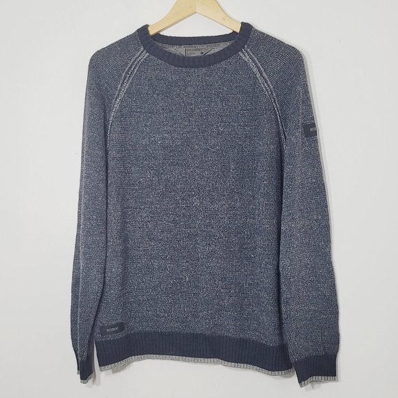 Dissident Knit Crew Neck Sweater Pullover Marl Gray Wool Blend Mens Cozy Casual - Picture 1 of 11